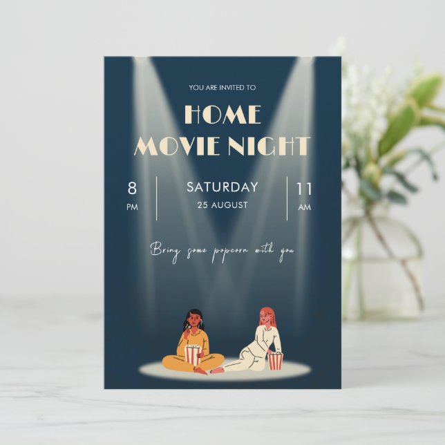 Cool Zuhause Movie Night Dark Flyer Einladung (Stehend Vorderseite)