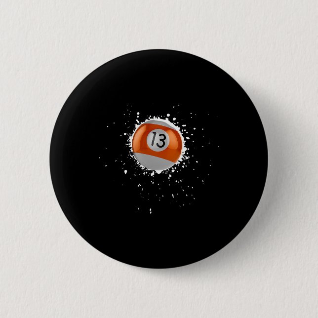 Coole 13-Ball-Dreizehn Pool Billard Malerische Pla Button (Vorderseite)