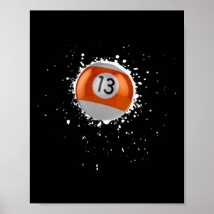 Coole 13-Ball-Dreizehn Pool Billard Malerische Pla Poster