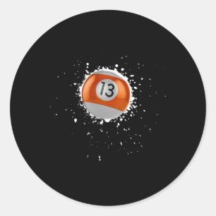 Coole 13-Ball-Dreizehn Pool Billard Malerische Pla Runder Aufkleber