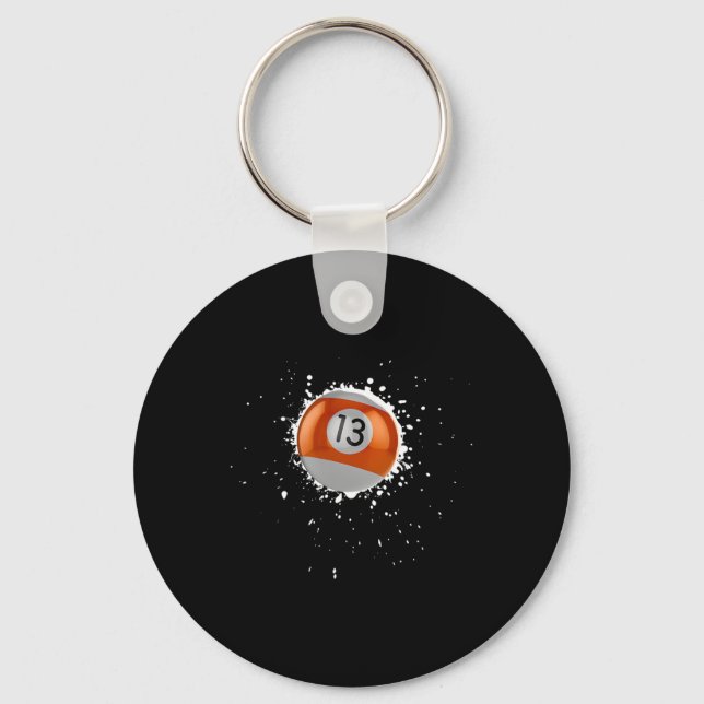 Coole 13-Ball-Dreizehn Pool Billard Malerische Pla Schlüsselanhänger (Vorderseite)