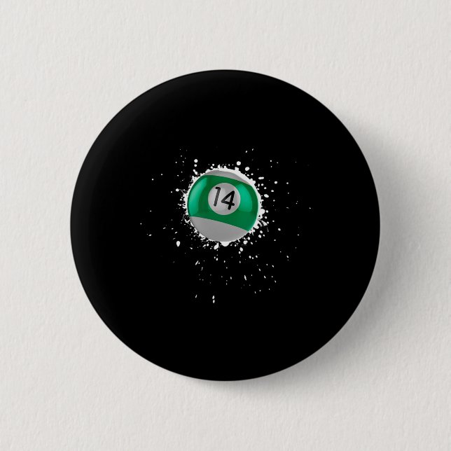 Coole 14-Ball Vierzehn Billard Paint Splatte Button (Vorderseite)