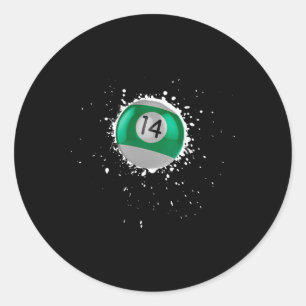 Coole 14-Ball Vierzehn Billard Paint Splatte Runder Aufkleber