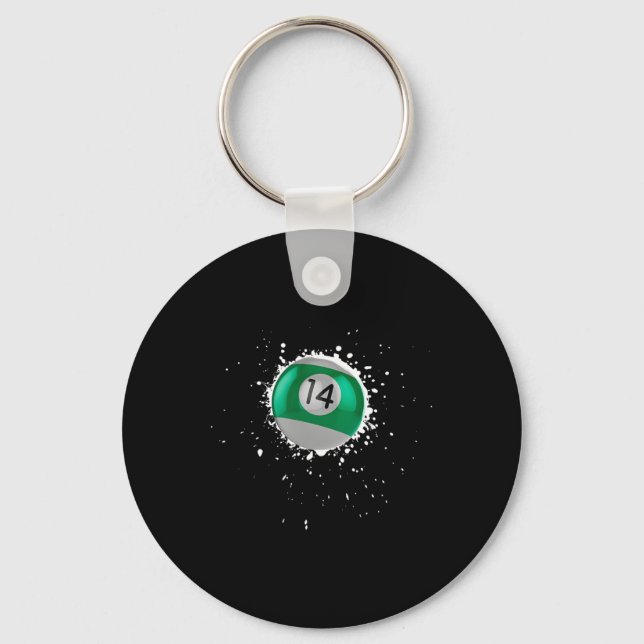 Coole 14-Ball Vierzehn Billard Paint Splatte Schlüsselanhänger (Vorderseite)