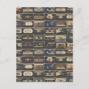 Coole 80er Jahre Vintage-Kassette Postkarte