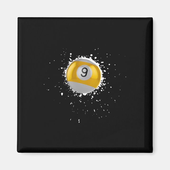 Coole 9-Ball-Nine Pool Billard Paint Spritzer Bil Magnet (Vorne)
