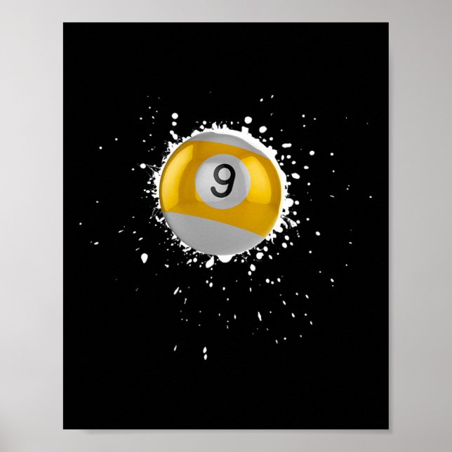 Coole 9-Ball-Nine Pool Billard Paint Spritzer Bil Poster (Vorne)
