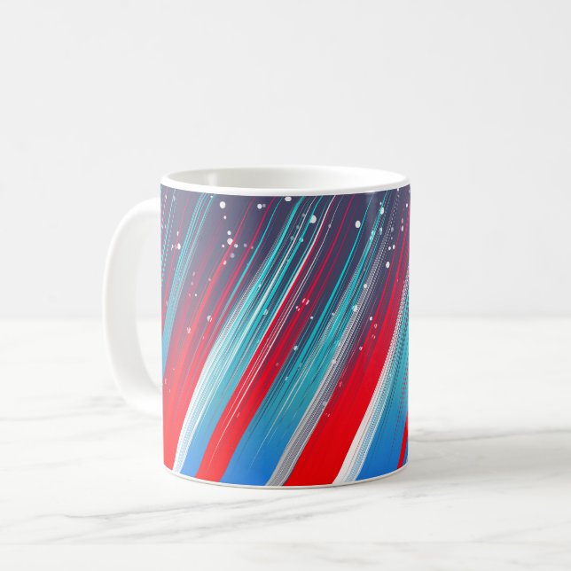 Coole Abstrakte Blaue Pinselstriche Kaffeetasse (Vorderseite Links)