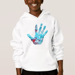 Coole Abstrakte blaue und rote Wirble Hand Hoodie