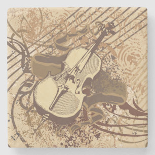 Coole Abstrakte Grunge Violin Zeichnend Steinuntersetzer