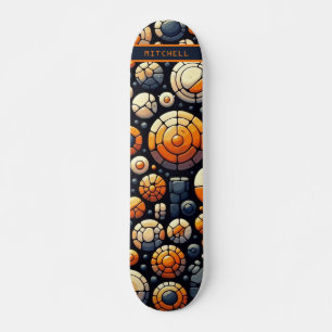 Coole Abstrakte Kreise Navy Orange Skateboard