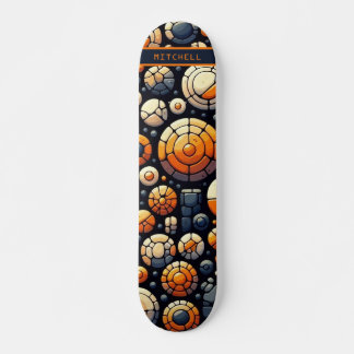 Coole Abstrakte Kreise Navy Orange Skateboard