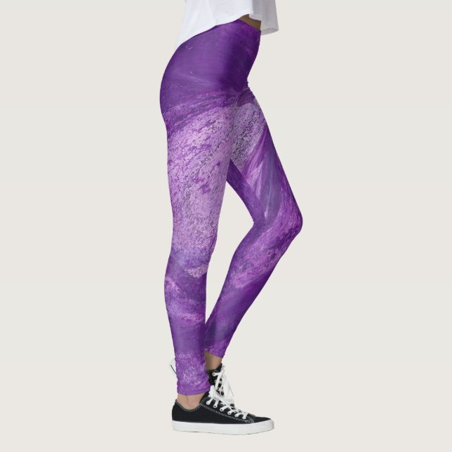 Coole Abstrakte Lila und Lavendel Blendet Leggings (Rechts)