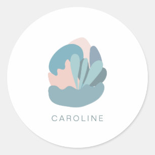 Coole Abstrakte Modernität in Blue Personalisiert Runder Aufkleber