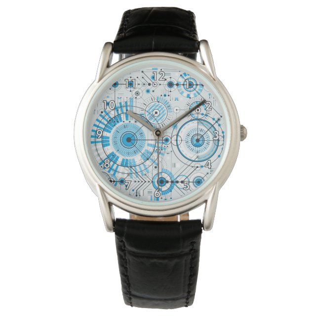 Coole Abstrakte Motor-Technologie Armbanduhr (Vorderseite)
