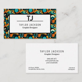 Coole Abstrakte Mustermonogramm-Initialen Visitenkarte