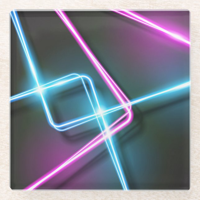 Coole Abstrakte Neonleuchten mit 3 Dimensionen Glasuntersetzer (Vorderseite)