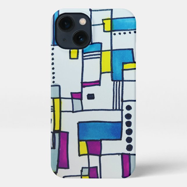 Coole Abstrakte Polka Dot Blocks  iPhone Hülle (Rückseite)