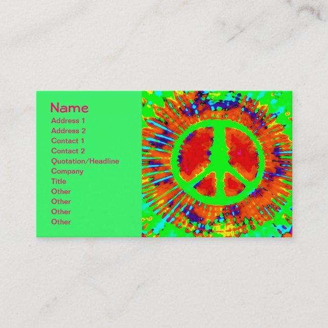 Coole Abstrakte Psychedelic Krawatte Dye Peace Sig Visitenkarte (Vorderseite)