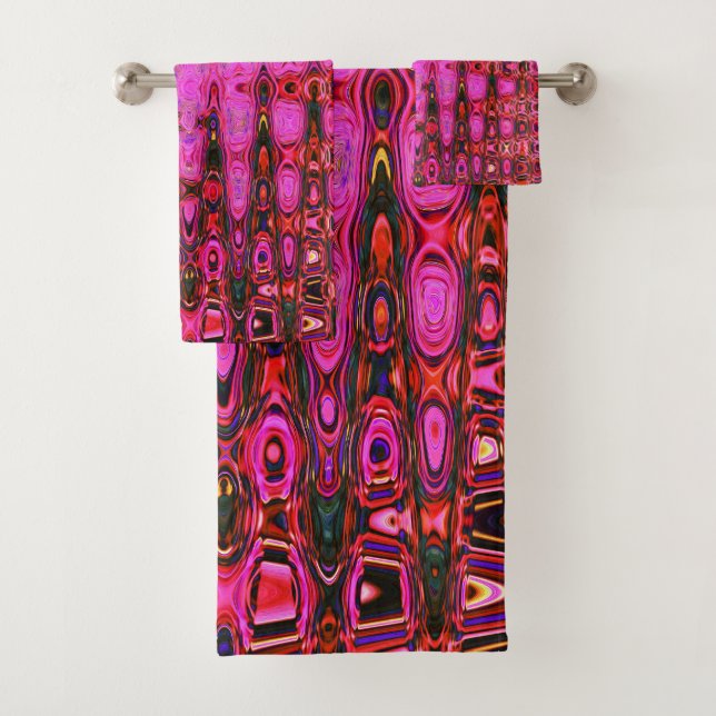 Coole Abstrakte Rosa und schwarzer Atomrückwärts Z Badhandtuch Set (Insitu)