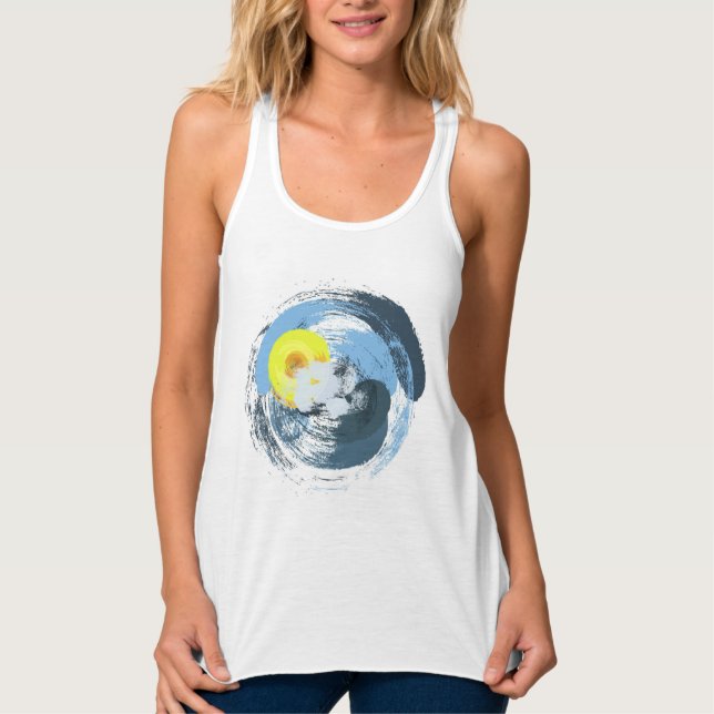 Coole Abstrakte Sonne und Wolken Tank Top (Vorderseite)