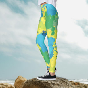 Coole Abstrakte Splash Türkis und Gelb Leggings