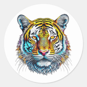 Coole Abstrakte Tigerfront Runder Aufkleber