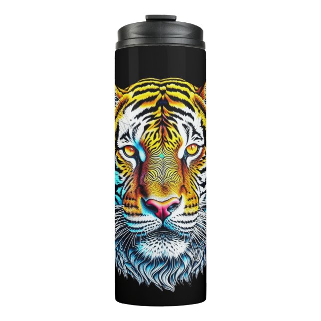 Coole Abstrakte Tigerfront Thermosbecher (Vorderseite)