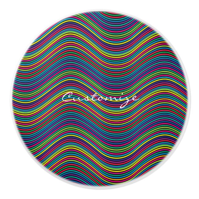 Coole Abstrakte Wavy Line Art Thunder_Cove Keramikknauf (Vorderseite)
