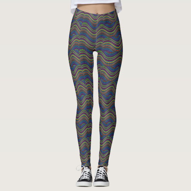 Coole Abstrakte Wavy Line Art Thunder_Cove Leggings (Vorderseite)