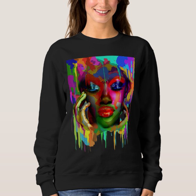 Coole afrikanische Afro-Frauen farblackierte Gesic Sweatshirt (Vorderseite)