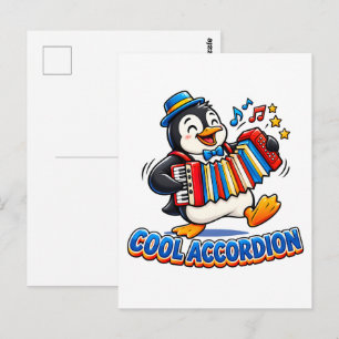 Coole Akkordeon Süßer Pinguin Musiker Design Postkarte