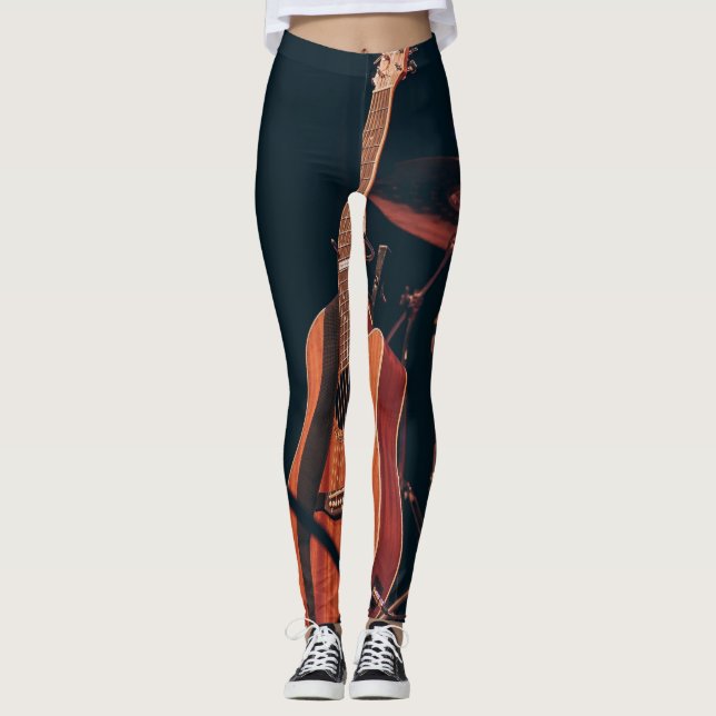 Coole akustische Gitarre Leggings (Vorderseite)