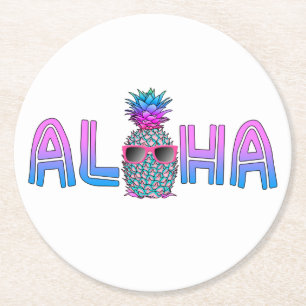 Coole Aloha-Ananas Runder Pappuntersetzer