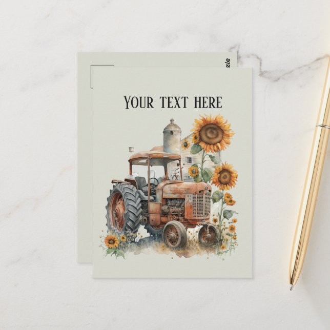 Coole alte Bauer-Traktor hinzufügen Postkarte (Vorderseite/Rückseite Beispiel)