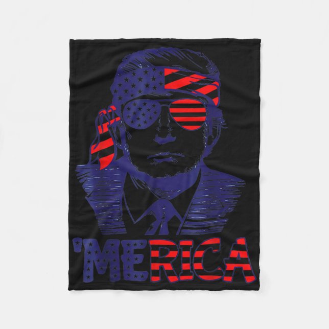 Coole Amerika Trump glücklich 4. Juli Trump Amerik Fleecedecke (Vorderseite)