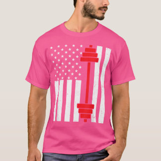 Coole amerikanische Flagge Barbell Workout Geber T-Shirt