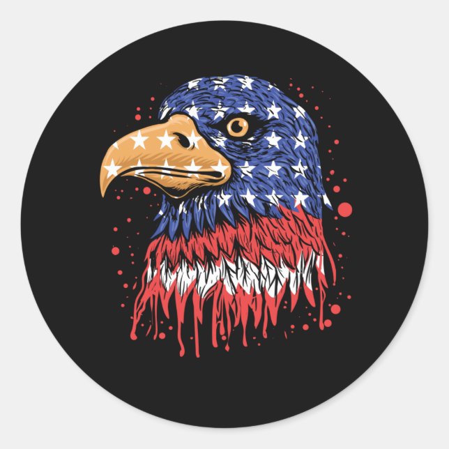 Coole amerikanische Flagge Eagle Art - US-Flagge Runder Aufkleber (Vorderseite)