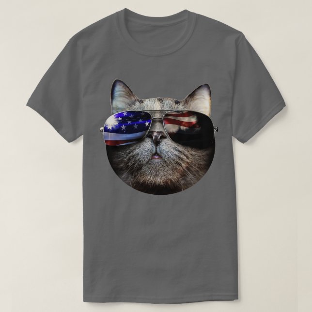 Coole amerikanische Katze mit Sonnenbrille T-Shirt (Design vorne)