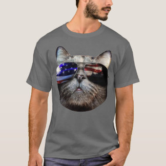 Coole amerikanische Katze mit Sonnenbrille T-Shirt