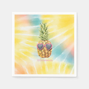Coole Ananas, Aquarellenbogen-Gefärbte Krawatte Serviette
