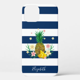 Coole Ananas-Blume, blau gestreift Case-Mate iPhone Hülle