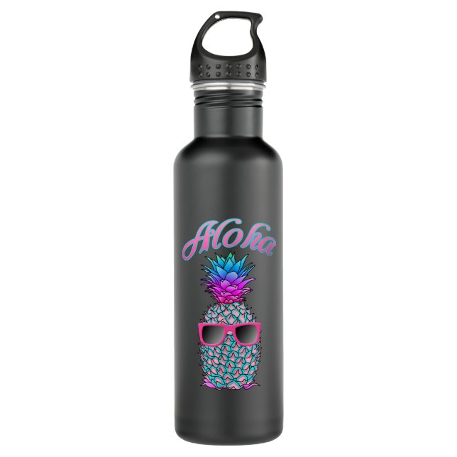 Coole Ananas Hawaiian Aloha Edelstahlflasche (Vorderseite)