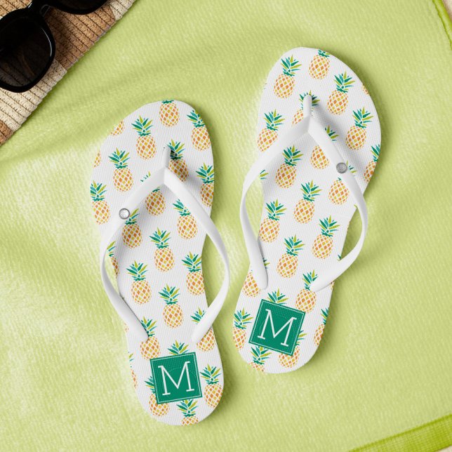 Coole Ananas Mit Monogramm Flip Flops (Von Creator hochgeladen)
