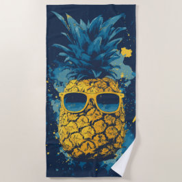 Coole Ananas mit Sonnenbrille Pop-Art-Illustration Strandtuch