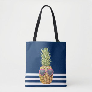 Coole Ananas-Nautik-Navyblau-Gestreift Tasche