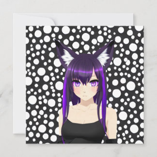 Coole Anime Girl mit Lila Haar und Augen Geburtsta Einladung