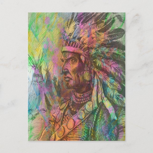 Coole antike amerikanische Ureinwohner-Cliparts-Fa Postkarte (Vorderseite)