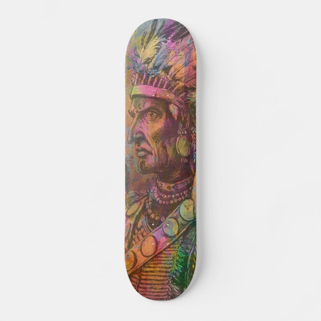 Coole antike amerikanische Ureinwohner-Cliparts-Fa Skateboard (Vorderseite)