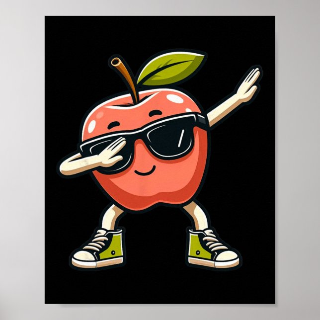 Coole Apfelkunst für Männer Kinder Apfelsaft Poster (Vorne)